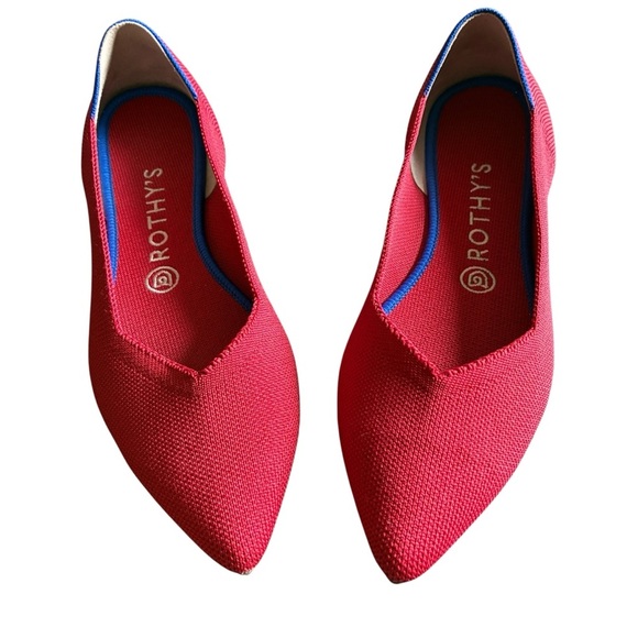 Rothy's Women's Red Pointed Toe Knit Ballet Flats Size 9 - Picture 6 of 11